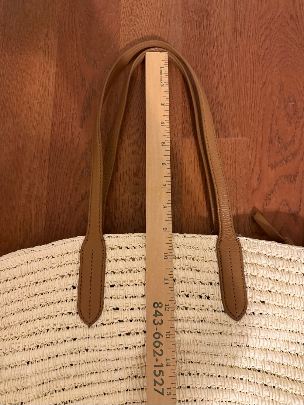 Talbots Woven Straw Tote Bag | Blue Seersucker Lining | Coastal Preppy Beach Bag - Picture 4 of 11